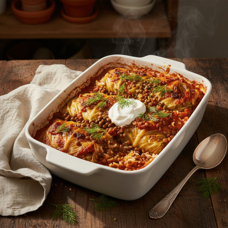 The Ultimate Vegetarian Stuffed Cabbage Roll Casserole: All the Comfort, None of the Rolling